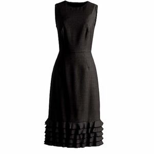 JCrew Ruffle-hem sheath dress in Super 120s wool H4276 Black Size 6 EUC